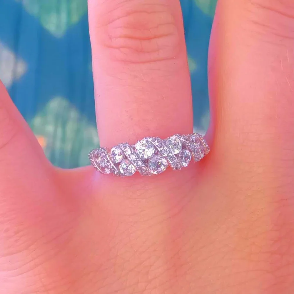 Sterling Silver Cubic Zirconia Cluster Twist Band Ring *NEW* - Picture 11 of 16